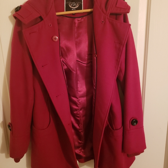 RW&CO Red Wool Dress Coat - Picture 4 of 5